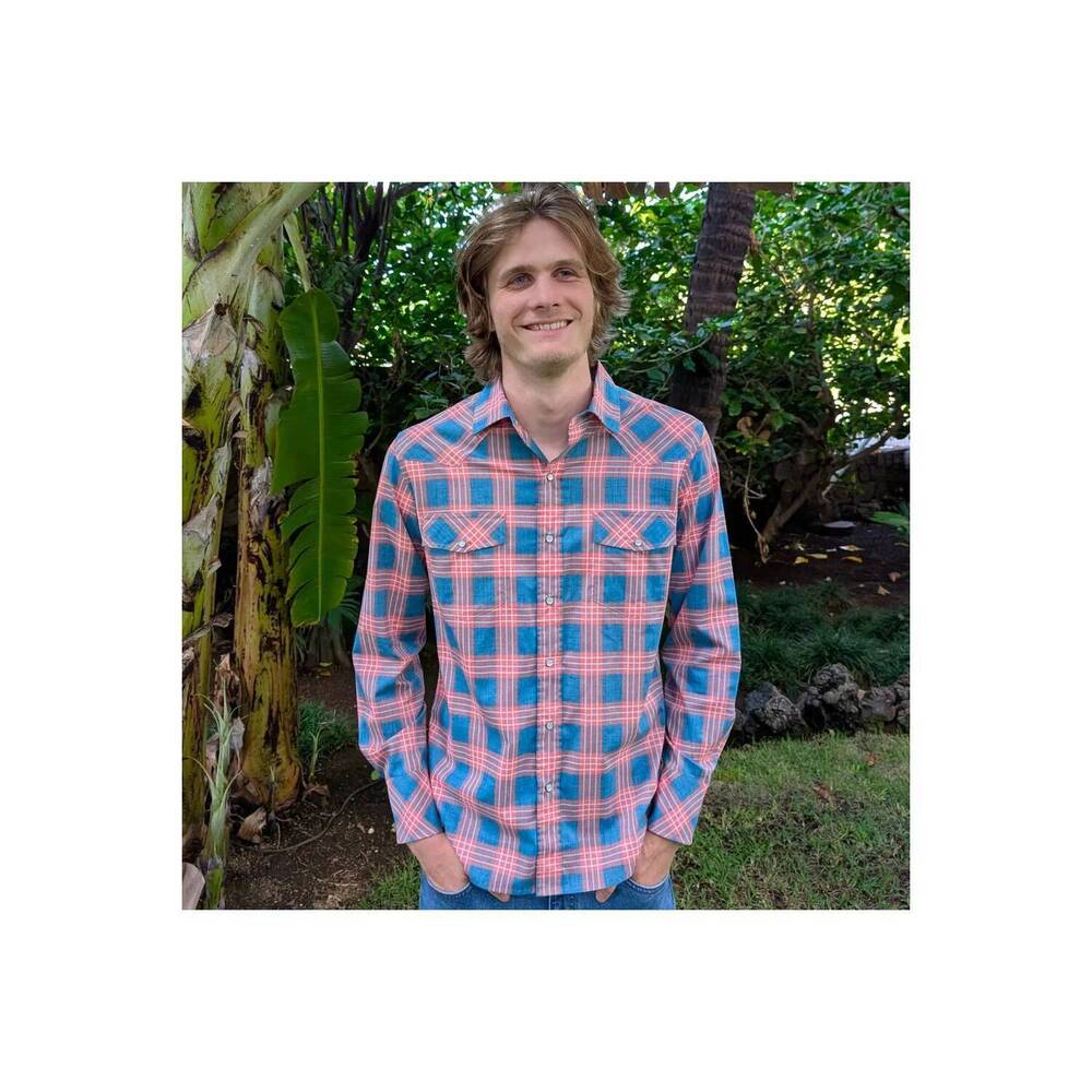 NEW WESTERN ALOHA palaka nui long sleeve shirt in lava red
